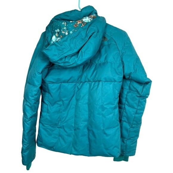 The North Face Womens Teal Goose Down hooded Coat XS - Picture 2 of 10